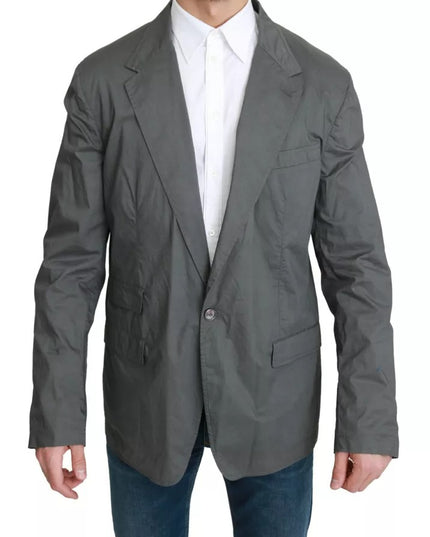 Dolce & Gabbana Gray Cotton Single Breasted Formal Blazer