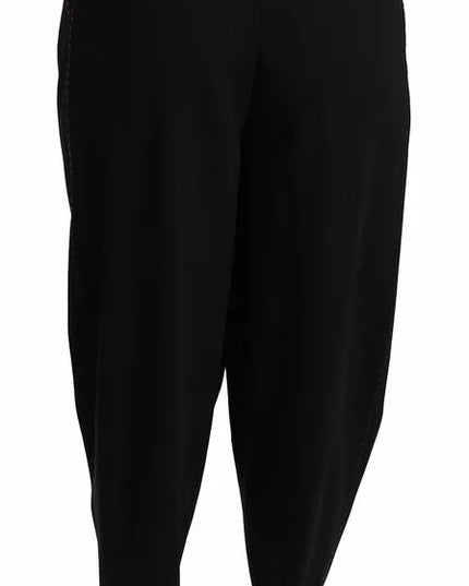 Dolce & Gabbana Black Wool High Waist Pleat Front Cropped Pants
