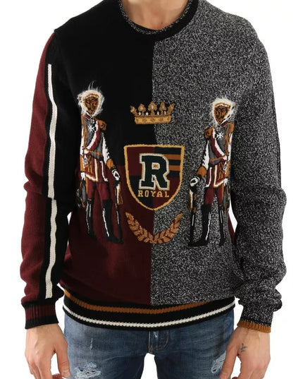 Dolce & Gabbana Multicolor KING Knight Monkey Knitted Cashmere Wool Sweater