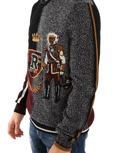 Dolce & Gabbana Multicolor KING Knight Monkey Knitted Cashmere Wool Sweater