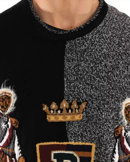 Dolce & Gabbana Multicolor KING Knight Monkey Knitted Cashmere Wool Sweater