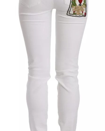 Dolce & Gabbana White Crystal Embellished Skinny Jeans