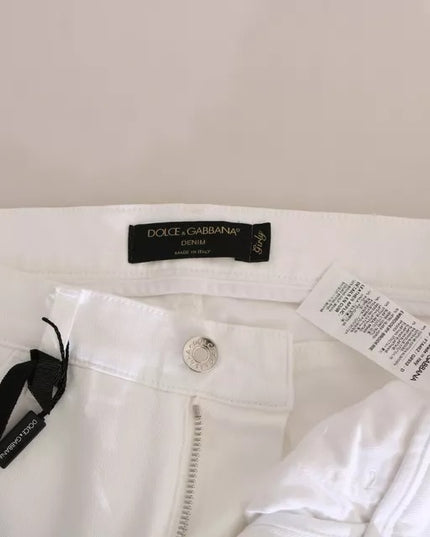 Dolce & Gabbana White Crystal Embellished Skinny Jeans