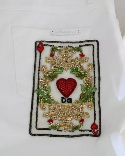 Dolce & Gabbana White Crystal Embellished Skinny Jeans