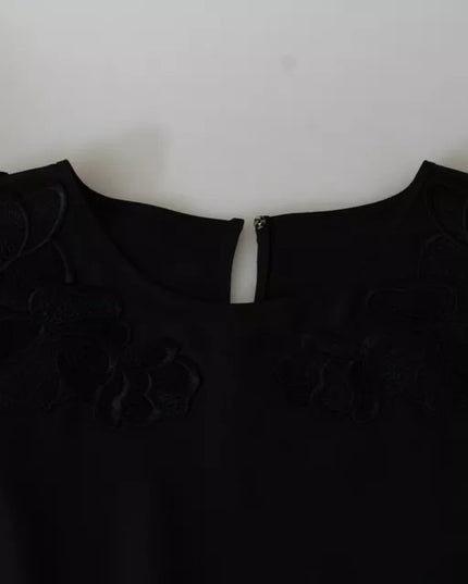 Dolce & Gabbana Black Floral Embroidered Blouse Silk Top