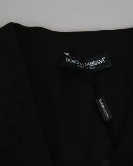 Dolce & Gabbana Black Lace Waistcoat Slim Vest Silk Top