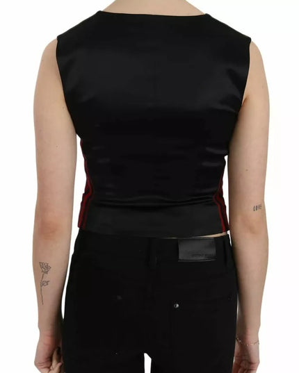 Dolce & Gabbana Red Black Stripe Vest Waistcoat Blouse Top
