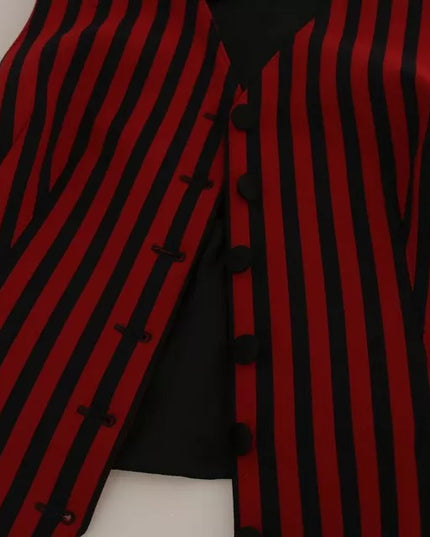 Dolce & Gabbana Red Black Stripe Vest Waistcoat Blouse Top