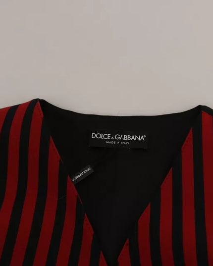 Dolce & Gabbana Red Black Stripe Vest Waistcoat Blouse Top