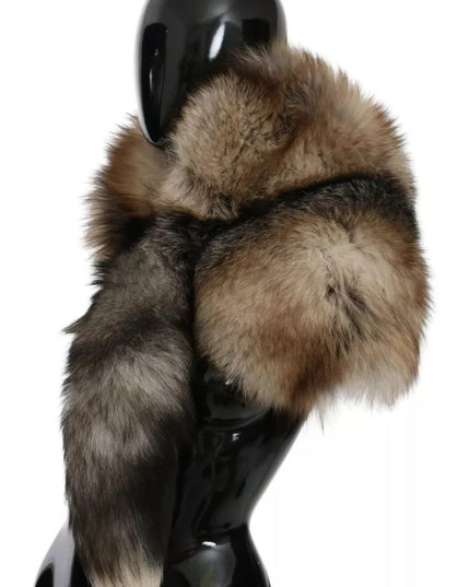 Dolce & Gabbana Brown Fox Tail Fur Shawl Neck Wrap Cover Collar Scarf