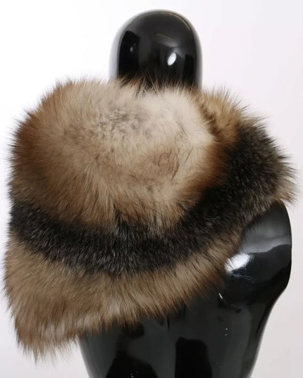 Dolce & Gabbana Brown Fox Tail Fur Shawl Neck Wrap Cover Collar Scarf