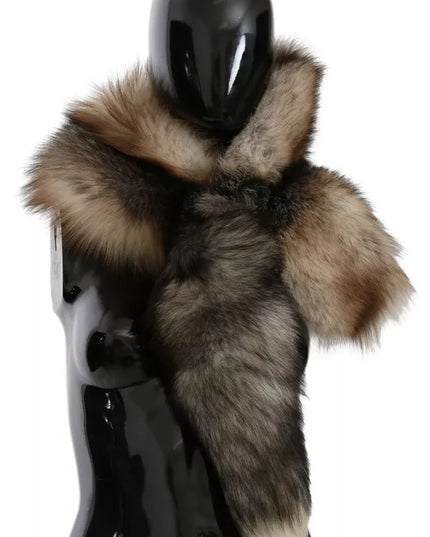 Dolce & Gabbana Brown Fox Tail Fur Shawl Neck Wrap Cover Collar Scarf