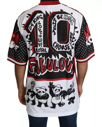 Dolce & Gabbana White King Panda Polyester T-shirt Top