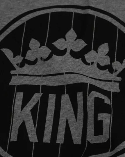 Dolce & Gabbana Gray Crown King Print Cotton Pullover Sweater