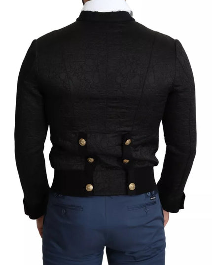 Dolce & Gabbana Black Button Embellished Military Jacket