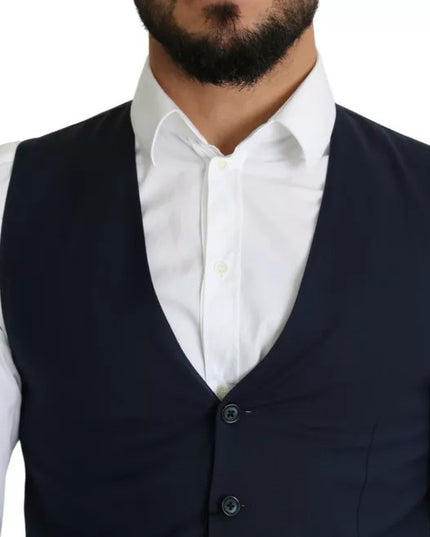 Dolce & Gabbana Navy Blue Men Formal Dress Waistcoat Vest