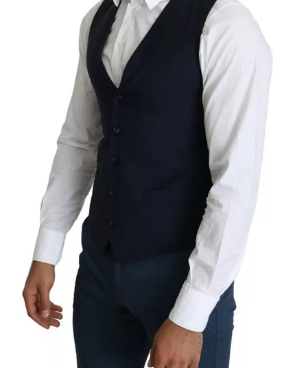 Dolce & Gabbana Navy Blue Men Formal Dress Waistcoat Vest