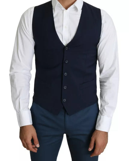 Dolce & Gabbana Navy Blue Men Formal Dress Waistcoat Vest