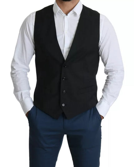 Dolce & Gabbana Black Men Formal STAFF Dress Waistcoat Vest