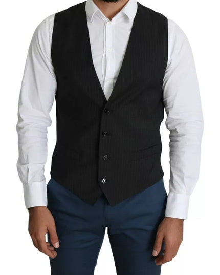 Dolce & Gabbana Black Men Formal STAFF Dress Waistcoat Vest