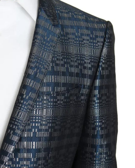 Dolce & Gabbana Blue Silver Shiny 2 Piece Slim GOLD Suit