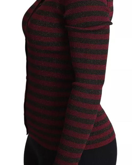 Dolce & Gabbana Black Red Striped Womens Cardigan Sweater
