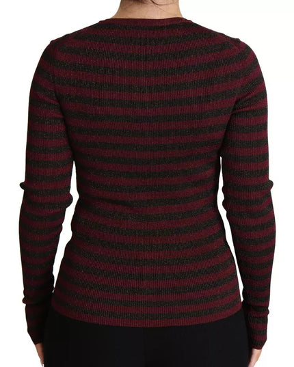 Dolce & Gabbana Black Red Striped Womens Cardigan Sweater