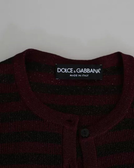 Dolce & Gabbana Black Red Striped Womens Cardigan Sweater