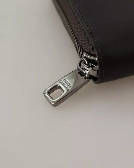 Dolce & Gabbana Brown Exotic Leather Zip Around Continental Clutch Wallet