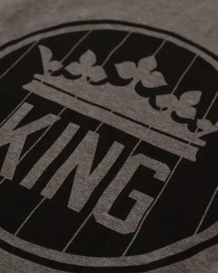 Dolce & Gabbana Gray Crown King Cotton Pullover Sweater