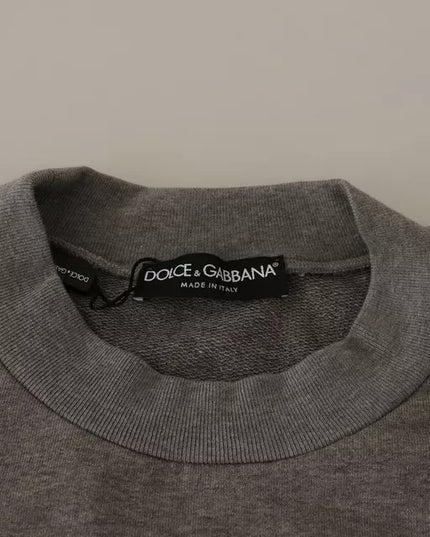 Dolce & Gabbana Gray Crown King Cotton Pullover Sweater