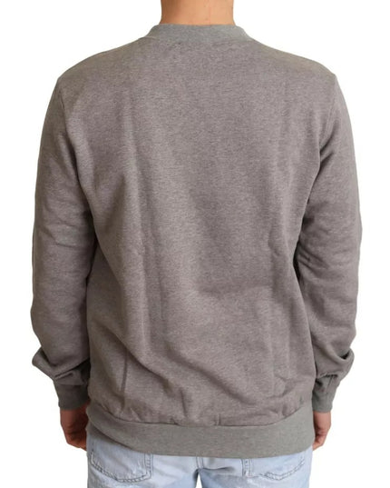 Dolce & Gabbana Gray Crown King Cotton Pullover Sweater