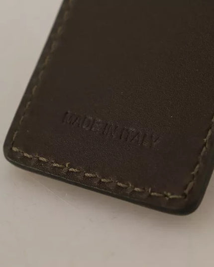 Dolce & Gabbana Green Leather D&G Logo Metal Ring Hook Keyring Keychain