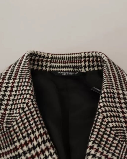 Dolce & Gabbana Gray Check Plaid Long Trench Coat Jacket