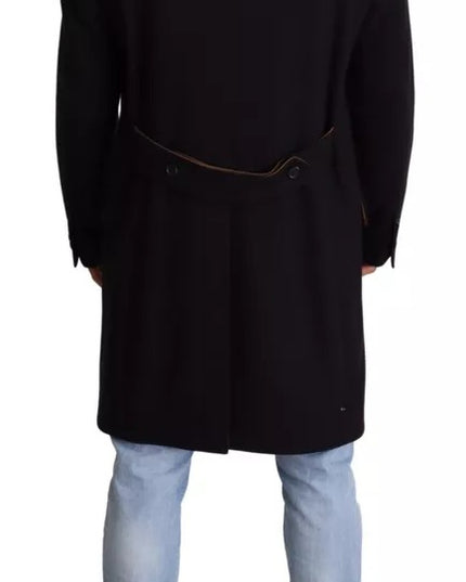 Dolce & Gabbana Blue Trench Coat Long Wool Stretch Jacket