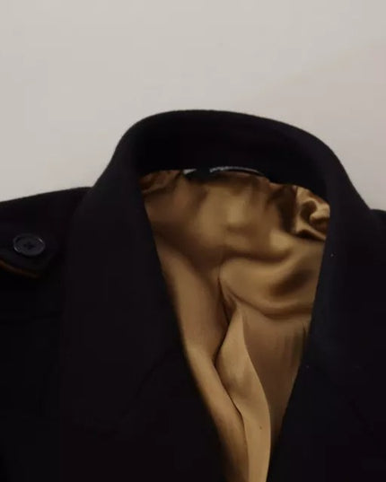 Dolce & Gabbana Blue Trench Coat Long Wool Stretch Jacket