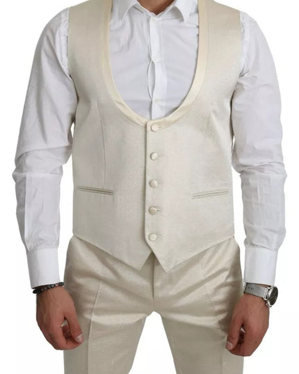 Dolce & Gabbana Beige Wool Crème 3 Piece SICILIA Shawl Suit