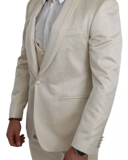 Dolce & Gabbana Beige Wool Crème 3 Piece SICILIA Shawl Suit