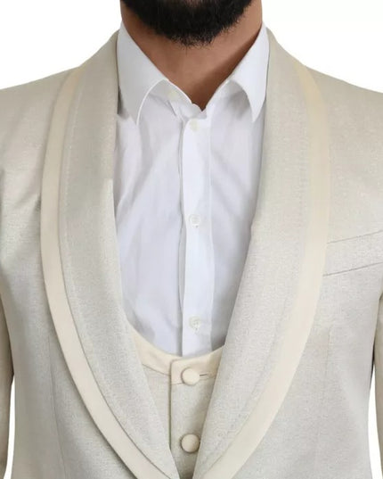 Dolce & Gabbana Beige Wool Crème 3 Piece SICILIA Shawl Suit