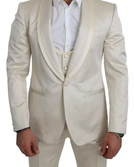 Dolce & Gabbana Beige Wool Crème 3 Piece SICILIA Shawl Suit