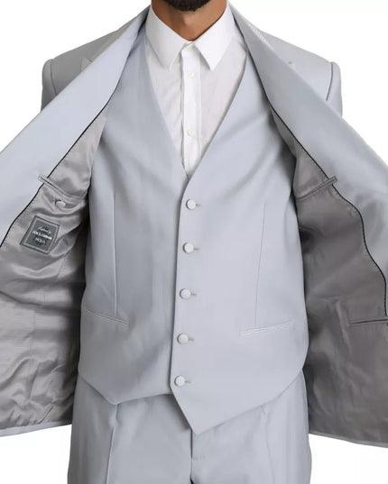 Dolce & Gabbana Light Blue SICILIA Wool 3 Piece Suit