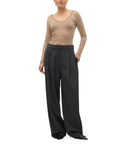 Vero Moda Gray Polyester Casual Pants