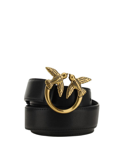 PINKO Black Calf Leather Bos Taurus Regular Belt