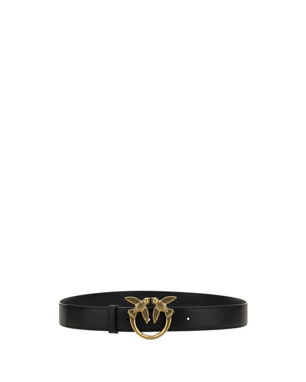 PINKO Black Calf Leather Bos Taurus Regular Belt