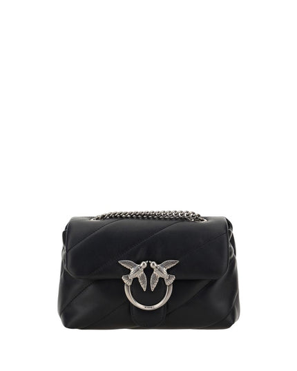 PINKO Black Calf Leather Bos Taurus Shoulder Bag