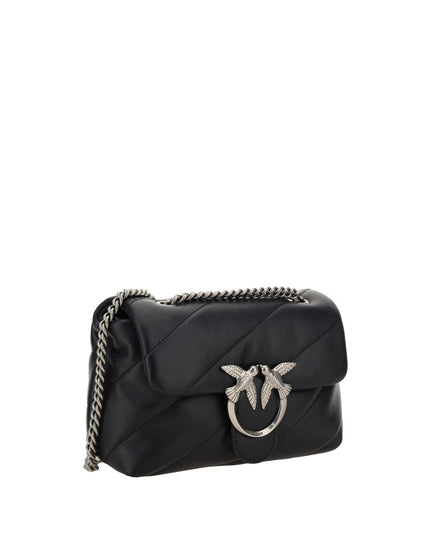 PINKO Black Calf Leather Bos Taurus Shoulder Bag