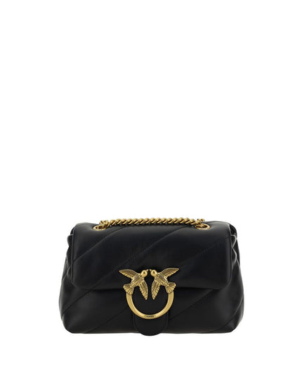 PINKO Black Calf Leather Bos Taurus Shoulder Bag