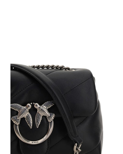 PINKO Black Calf Leather Bos Taurus Shoulder Bag