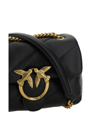 PINKO Black Calf Leather Bos Taurus Shoulder Bag