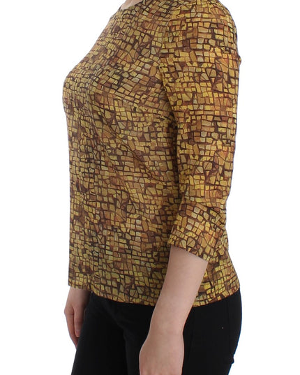 Dolce & Gabbana Multicolor Mosaic Print Silk Blouse T-shirt
